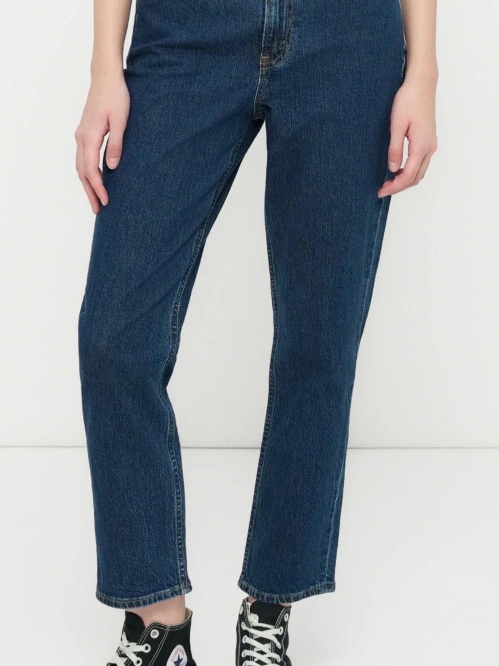 Abercrombie & Fitch Dark Wash Curve Love High Ankle Straight Jeans